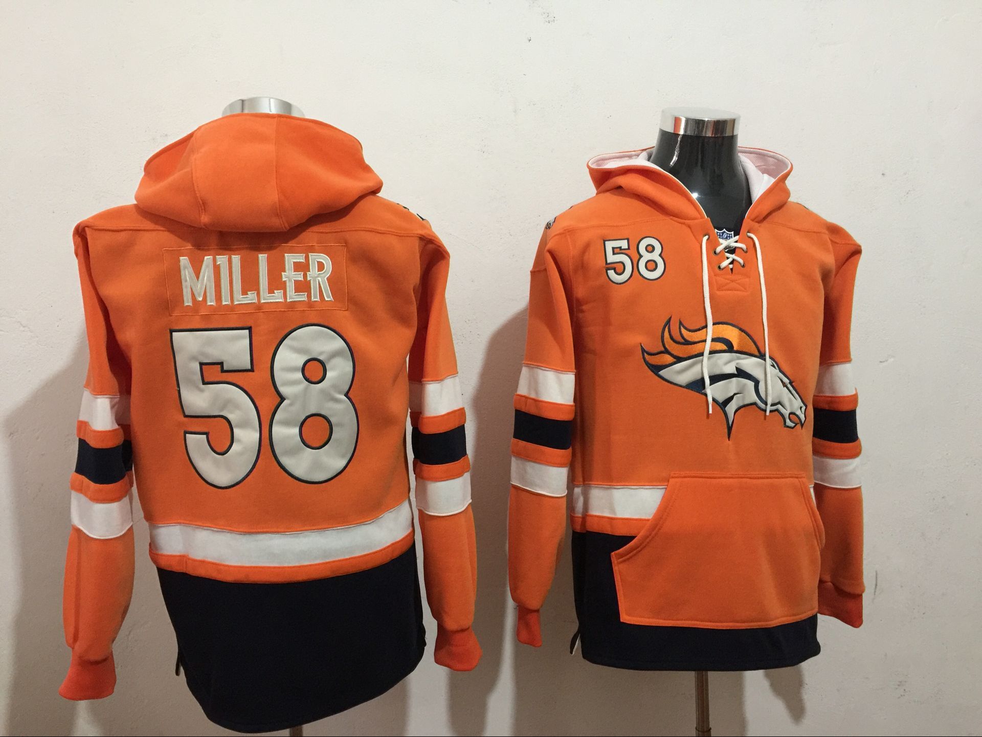 Men NFL Nike Denver Broncos #58 Miller orange Sweatshirts->nfl sweatshirts->Sports Accessory